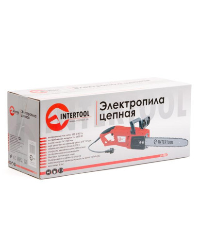Пила цепная 2600 Вт, 840 м/мин, шина 405 мм, 230 В, прямой двигатель INTERTOOL DT-2205