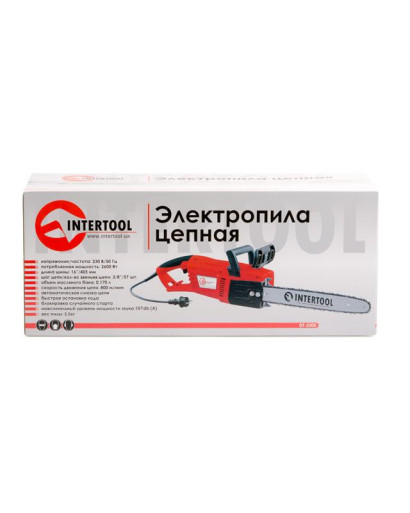 Пила цепная 2600 Вт, 840 м/мин, шина 405 мм, 230 В, прямой двигатель INTERTOOL DT-2205