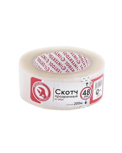 Скотч прозрачный 48мм*200м*52мкм INTERTOOL KT-0904