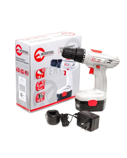 Шуруповерт аккумуляторный 18В, 1 аккумулятор, 1.2Ач, 1-10 INTERTOOL DT-0312 Шуруповерт аккумуляторный 18В, 1 аккумулятор, 1.2Ач, 1-10 INTERTOOL DT-0312