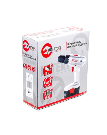 Шуруповерт аккумуляторный 18В, 1 аккумулятор, 1.2Ач, 1-10 INTERTOOL DT-0312 Шуруповерт аккумуляторный 18В, 1 аккумулятор, 1.2Ач, 1-10 INTERTOOL DT-0312