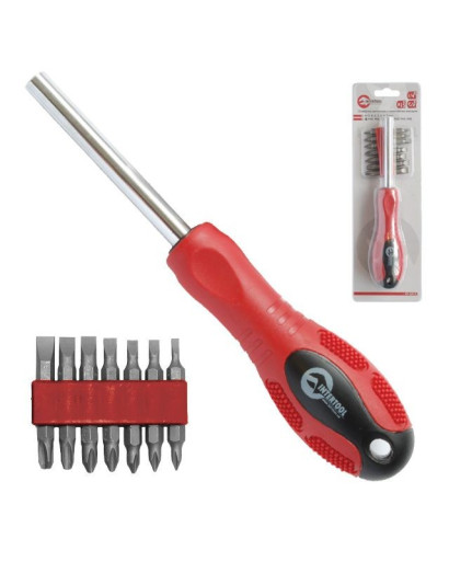 Отвертка магнитная 1/4", 10x50мм с комплектом насадок 15 ед., Cr-V INTERTOOL HT-0415