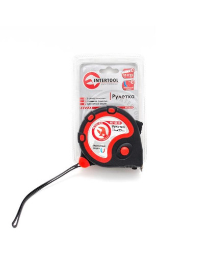 Рулетка с металлическим полотном 10 м x 25,0 мм INTERTOOL MT-0610