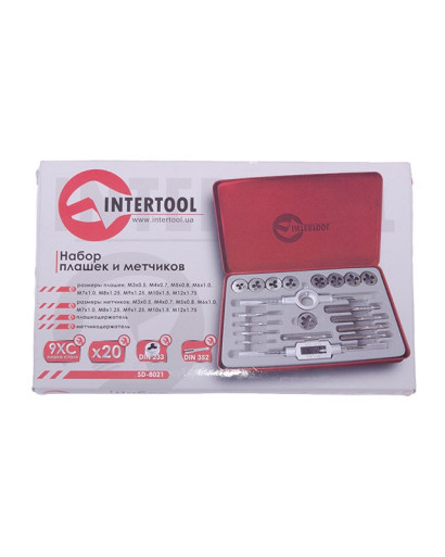 Набор метчиков и плашек 20 ед INTERTOOL SD-8021