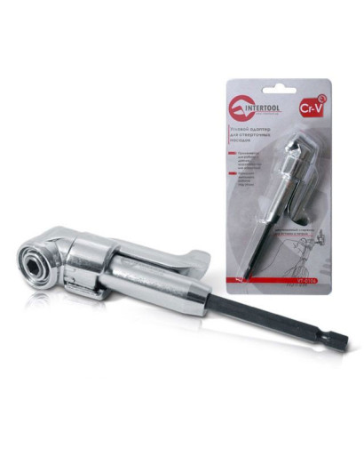 Угловой адаптер для отверточных насадок 1/4"Cr-V INTERTOOL VT-0106