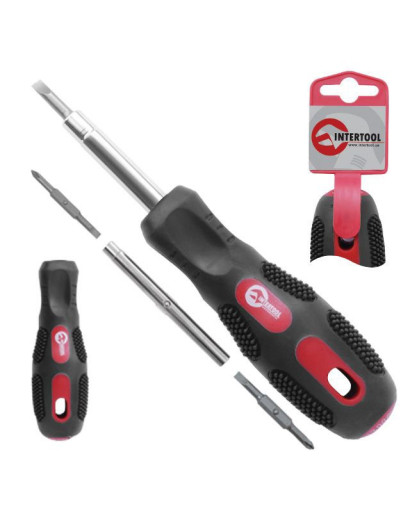 Отвертка 6 в 1 обрезиненная ручка INTERTOOL VT-1004