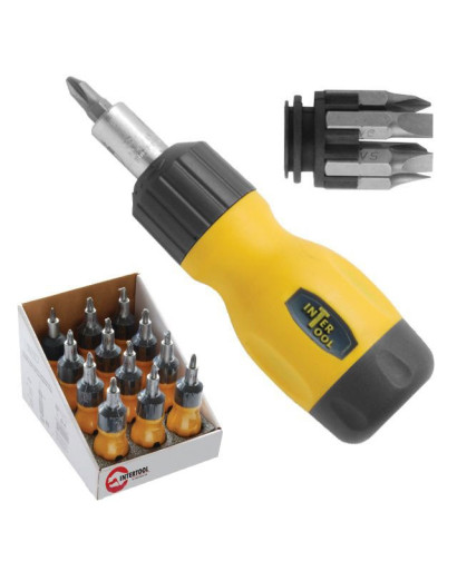 Отвертка реверсивная с комплектом насадок 6 ед. INTERTOOL VT-1009