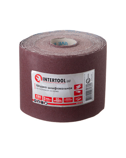 Шкірка шліфувальна на тканинній основі К80, 20cм * 50м INTERTOOL BT-0718
