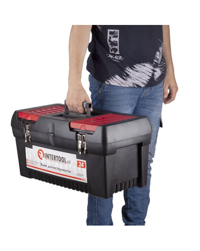 Ящик для інструменту з металевими замками, 24", 610*255*251 мм INTERTOOL BX-1024