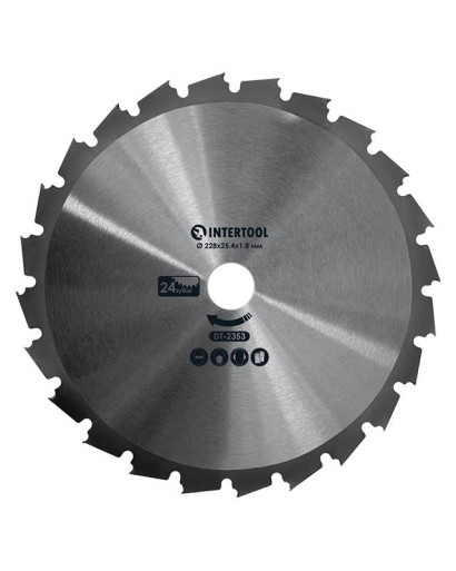Ніж для мотокоси, тримера з твердосплавними напайками ø228x25.4x1.8мм 24T INTERTOOL DT-2353
