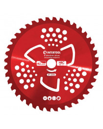 Ніж для мотокоси, тримера з твердосплавними напайками ø255x25.4x1.35мм 40T, HRC 82-86, 3 підрізні лопаті, анодоване покриття INTERTOOL DT-2356