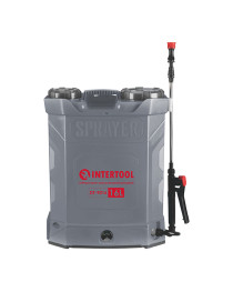 Обприскувач акумуляторний ранцевий 16л, 3.1л/хв, батарея 12В/8Аг INTERTOOL DT-9016
