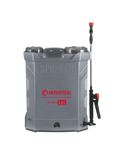 Обприскувач акумуляторний ранцевий 16л, 3.1л/хв, батарея 12В/8Аг INTERTOOL DT-9016 Обприскувач акумуляторний ранцевий 16л, 3.1л/хв, батарея 12В/8Аг INTERTOOL DT-9016