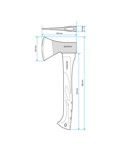 Сокира 600г, ручка з фібергласу INTERTOOL HT-0261 Сокира 600г, ручка з фібергласу INTERTOOL HT-0261