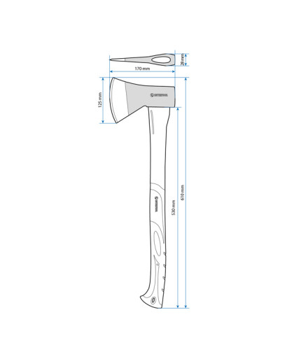 Сокира 1000г, ручка з фібергласу INTERTOOL HT-0263