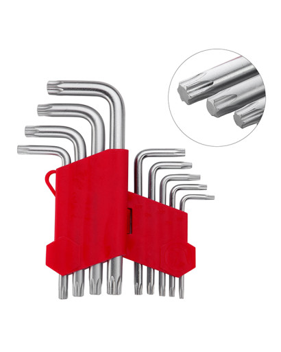 Набір ключів Г-подібних TORX 9 шт, Т10-Т50, CrV, Small INTERTOOL HT-0607 Набір ключів Г-подібних TORX 9 шт, Т10-Т50, CrV, Small INTERTOOL HT-0607