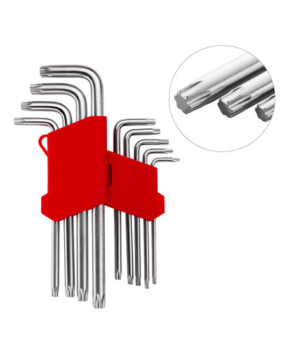 Набір ключів Г-подібних TORX 9 шт, Т10-Т50, Cr-V, Big INTERTOOL HT-0608 Набір ключів Г-подібних TORX 9 шт, Т10-Т50, Cr-V, Big INTERTOOL HT-0608