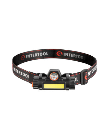 Ліхтар налобний акумуляторний XPE+COB, магніт INTERTOOL LB-0309 Ліхтар налобний акумуляторний XPE+COB, магніт INTERTOOL LB-0309