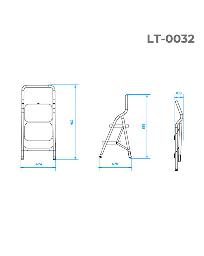 Стрем'янка сталева, 2 сходини 380*260мм, висота 889 мм INTERTOOL LT-0032