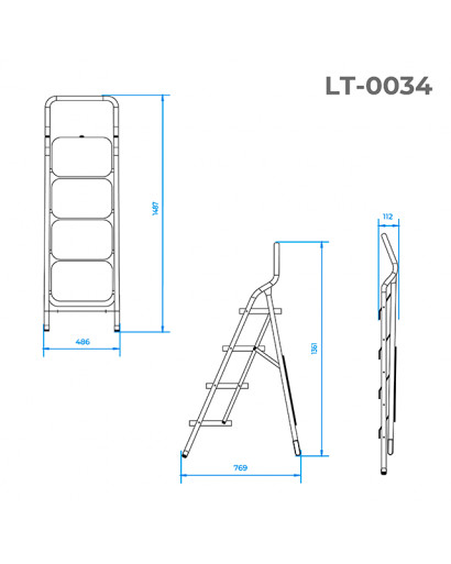 Стрем'янка сталева, 4 сходи, 380*260 мм, висота 1361 мм INTERTOOL LT-0034