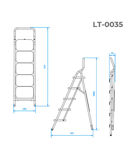 Стрем'янка сталева, 5 сходів, 380*260 мм, висота 1625 мм INTERTOOL LT-0035