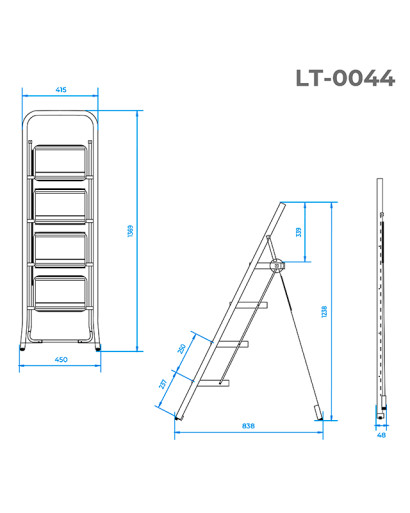 Стрем'янка, 4 сходинки 300*200 мм, висота 1238 мм INTERTOOL LT-0044