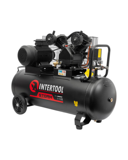 Компресор STORM, 100л, 3кВт, 380В, 10aтм, 500л/хв, 2 циліндри INTERTOOL PT-0013 Компресор STORM, 100л, 3кВт, 380В, 10aтм, 500л/хв, 2 циліндри INTERTOOL PT-0013