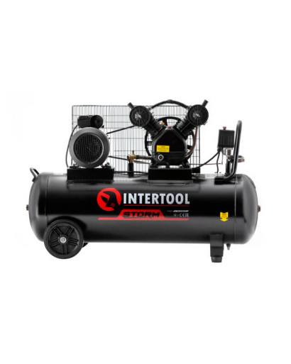 Компресор 100л, 3кВт, 220В, 10aтм, 500л/хв., 2 циліндри, STORM INTERTOOL PT-0014