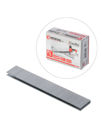 Скоба 22×5,7(5,8) мм*1,25×1,0 мм, 18GA, 5000 од/упак, для степлера PT-1612 INTERTOOL PT-8322 Скоба 22×5,7(5,8) мм*1,25×1,0 мм, 18GA, 5000 од/упак, для степлера PT-1612 INTERTOOL PT-8322
