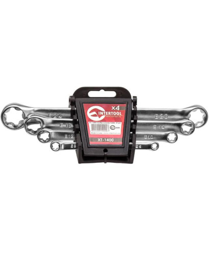 Набір накидних ключів TORX 4шт. E6-E24мм INTERTOOL XT-1400