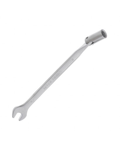 Ключ ріжково-накидний шарнірний 8 мм, CrV, покриття сатин-хром INTERTOOL XT-1408