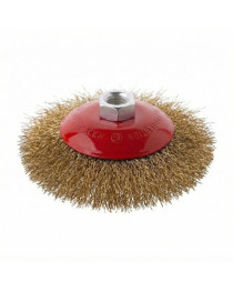 Щітка конусна, 125 мм, M14, кручений дріт покритий латунню, для КШМ, 6500 об/хв INTERTOOL BT-5126