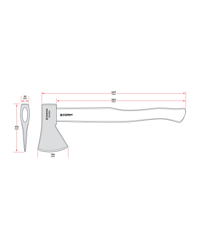 Сокира 1000 г, карбонізована ручка, 48-57 HRC STORM INTERTOOL HT-0269