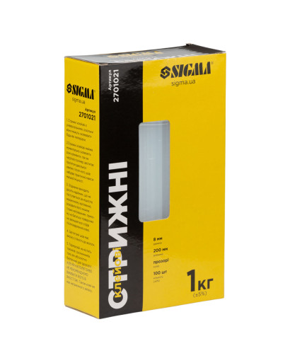 Стрижні клейові Ø8×200мм 100шт 1кг (прозорі) SIGMA (2701021)
