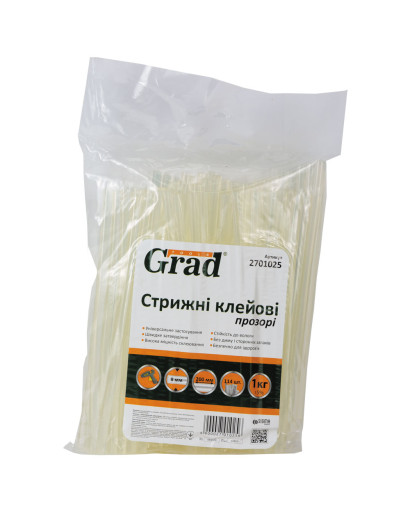 Стрижні клейові Ø8×200мм 114шт 1кг (прозорі) GRAD (2701025) 