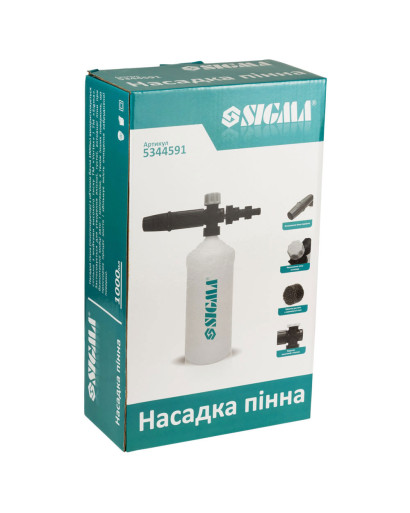 Насадка пінна (піно генератор пластик) 1л для мийок з потужністю від 1500Вт по 3000Вт SIGMA (5344591) Насадка пінна (піно генератор пластик) 1л для мийок з потужністю від 1500Вт по 3000Вт SIGMA (5344591)