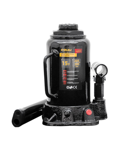Домкрат гідравлічний пляшковий mid 15т H 205-390мм SIGMA (6105151) 
