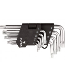 Набор ключей Torx T10-T50 коротких 9 шт CrV TOPEX