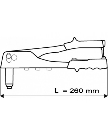 Заклепочник ручной 260 мм для алюминиевых заклепок 2.4 мм 3.2 мм 4.0 мм 4.8 мм TOPEX
