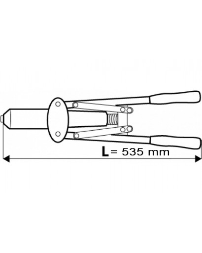 Заклепочник торцевой двуручный 535 мм для алюминиевых заклепок 2.4, 3.2, 4.0, 4.8 мм стальной корпус, масса 1,3 кг TOPEX